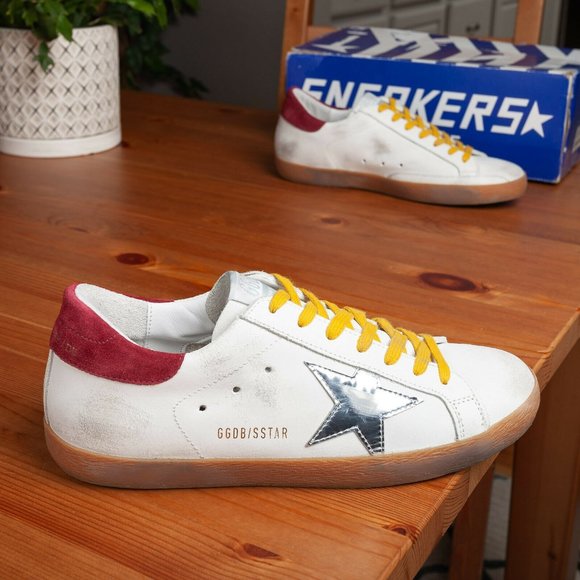 Golden Goose Sneakers Distressed White Crack Silver Superstar - Size 40 - Picture 2 of 11